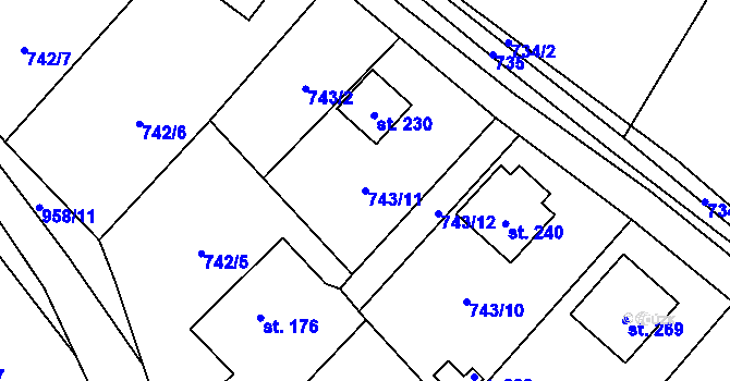 Parcela st. 743/11 v KÚ Velhartice, Katastrální mapa