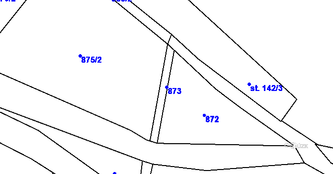 Parcela st. 873 v KÚ Velhartice, Katastrální mapa