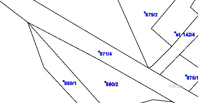 Parcela st. 971/4 v KÚ Velhartice, Katastrální mapa