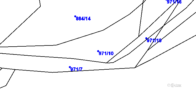 Parcela st. 971/10 v KÚ Velhartice, Katastrální mapa
