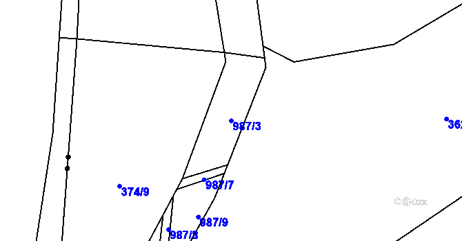 Parcela st. 987/3 v KÚ Velhartice, Katastrální mapa