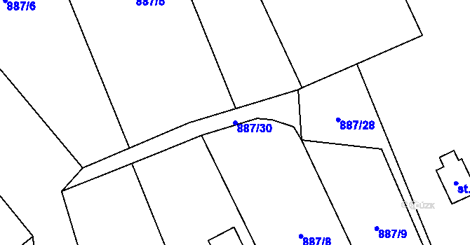 Parcela st. 887/30 v KÚ Velhartice, Katastrální mapa