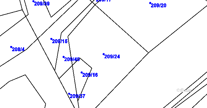 Parcela st. 209/24 v KÚ Velhartice, Katastrální mapa