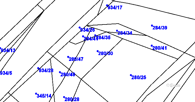 Parcela st. 280/30 v KÚ Velhartice, Katastrální mapa
