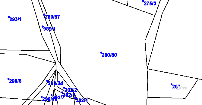 Parcela st. 280/60 v KÚ Velhartice, Katastrální mapa