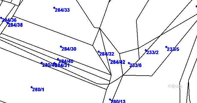 Parcela st. 284/32 v KÚ Velhartice, Katastrální mapa