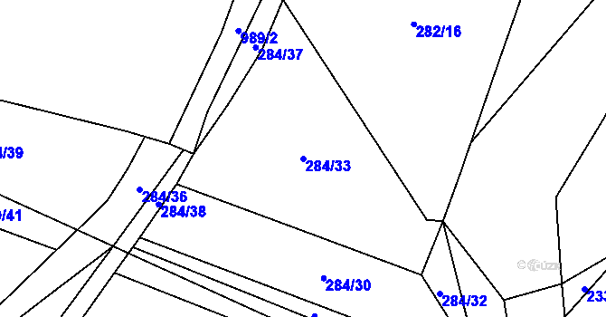 Parcela st. 284/33 v KÚ Velhartice, Katastrální mapa