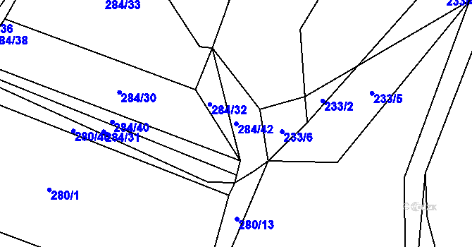 Parcela st. 284/42 v KÚ Velhartice, Katastrální mapa