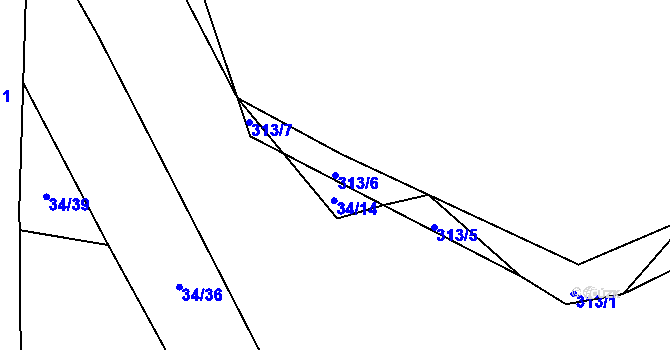Parcela st. 313/6 v KÚ Velhartice, Katastrální mapa