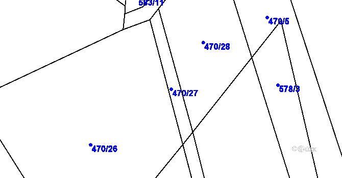 Parcela st. 470/27 v KÚ Velhartice, Katastrální mapa