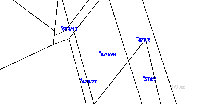 Parcela st. 470/28 v KÚ Velhartice, Katastrální mapa