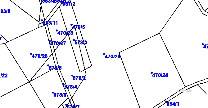 Parcela st. 470/29 v KÚ Velhartice, Katastrální mapa