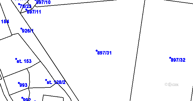 Parcela st. 897/31 v KÚ Velhartice, Katastrální mapa