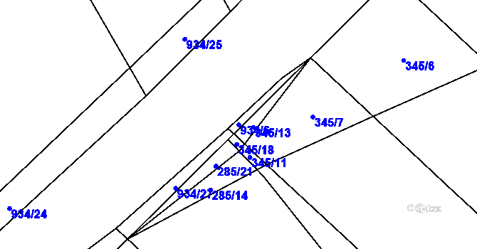 Parcela st. 934/6 v KÚ Velhartice, Katastrální mapa