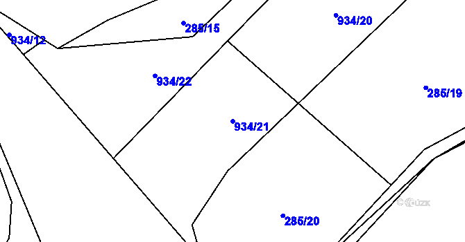 Parcela st. 934/21 v KÚ Velhartice, Katastrální mapa
