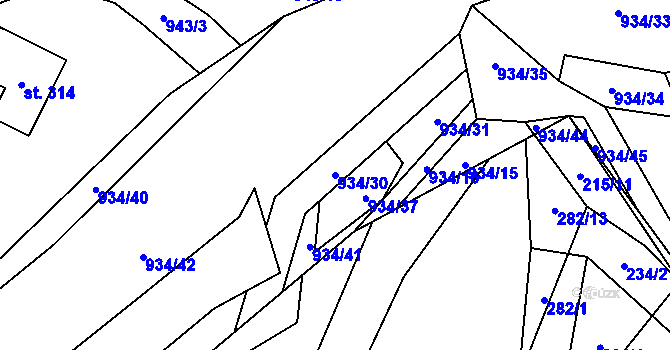 Parcela st. 934/30 v KÚ Velhartice, Katastrální mapa