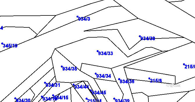 Parcela st. 934/33 v KÚ Velhartice, Katastrální mapa
