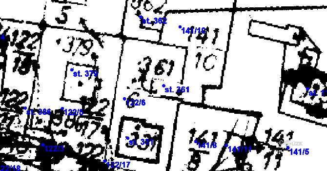 Parcela st. 361 v KÚ Velichov, Katastrální mapa