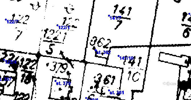 Parcela st. 362 v KÚ Velichov, Katastrální mapa
