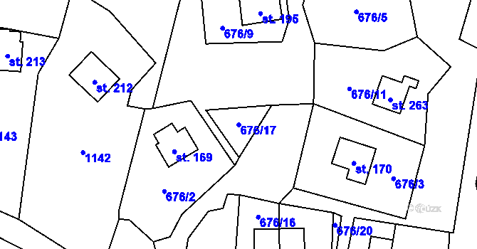 Parcela st. 676/17 v KÚ Velichov, Katastrální mapa