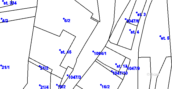 Parcela st. 6/4 v KÚ Velichov, Katastrální mapa