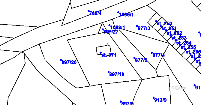 Parcela st. 371 v KÚ Velichov, Katastrální mapa