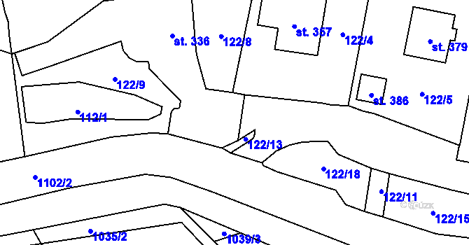 Parcela st. 122/20 v KÚ Velichov, Katastrální mapa