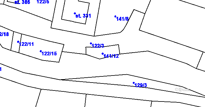 Parcela st. 141/12 v KÚ Velichov, Katastrální mapa