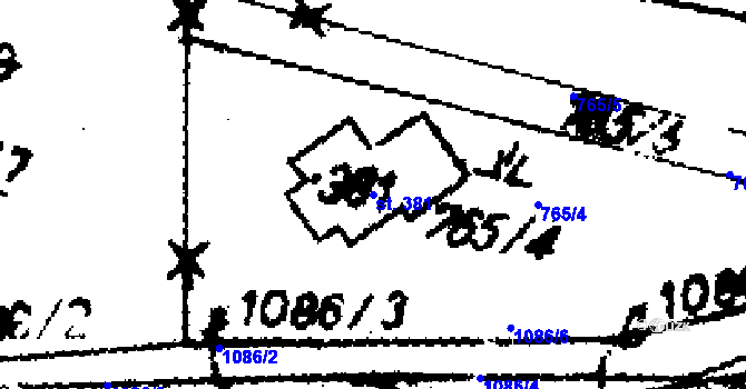 Parcela st. 381 v KÚ Velichov, Katastrální mapa