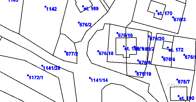 Parcela st. 676/18 v KÚ Velichov, Katastrální mapa