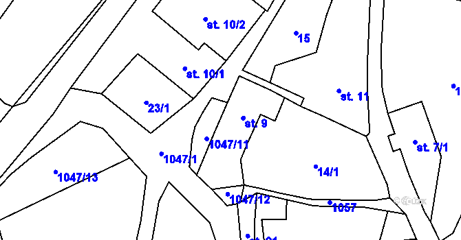 Parcela st. 9 v KÚ Velichov, Katastrální mapa