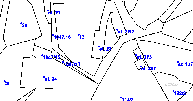 Parcela st. 23 v KÚ Velichov, Katastrální mapa