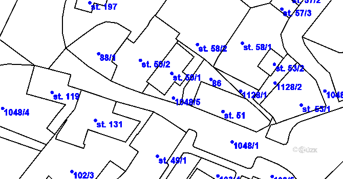 Parcela st. 50/1 v KÚ Velichov, Katastrální mapa