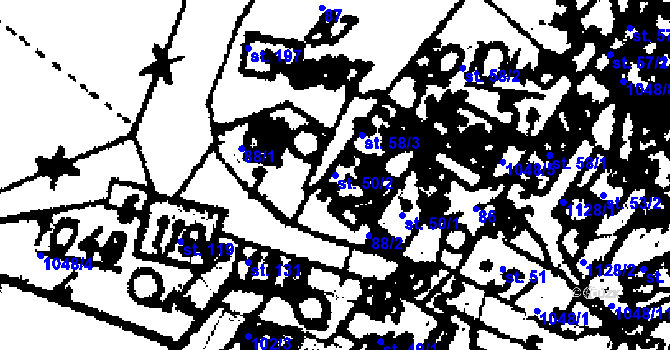 Parcela st. 50/2 v KÚ Velichov, Katastrální mapa