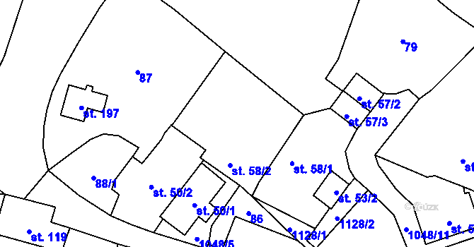 Parcela st. 58/2 v KÚ Velichov, Katastrální mapa