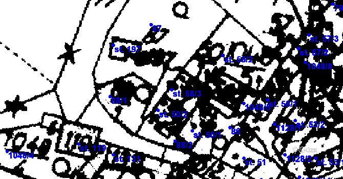 Parcela st. 58/3 v KÚ Velichov, Katastrální mapa