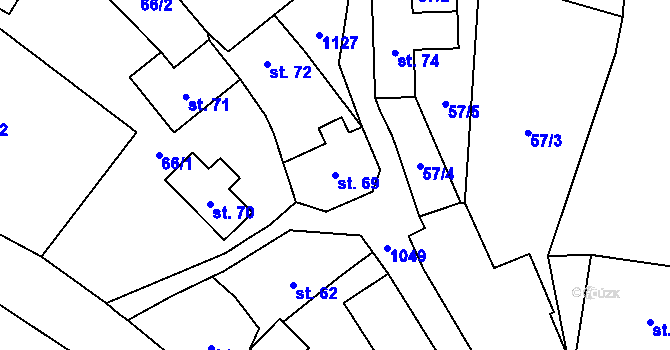 Parcela st. 69 v KÚ Velichov, Katastrální mapa