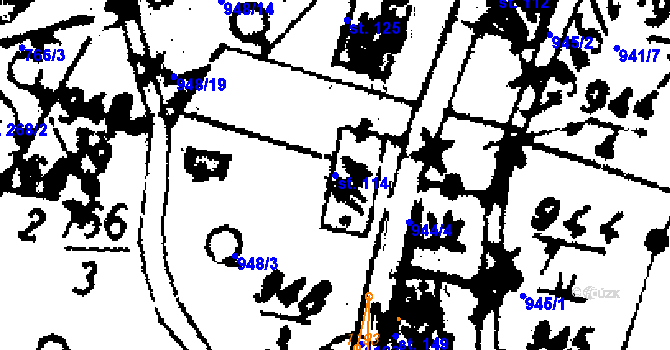 Parcela st. 114 v KÚ Velichov, Katastrální mapa