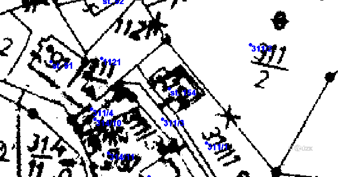 Parcela st. 154 v KÚ Velichov, Katastrální mapa