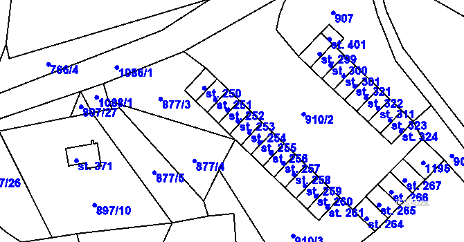 Parcela st. 252 v KÚ Velichov, Katastrální mapa