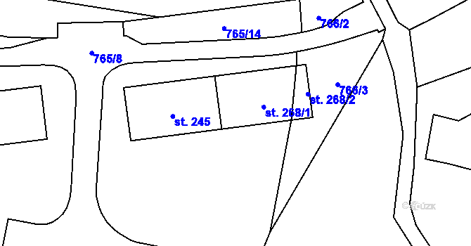 Parcela st. 268/1 v KÚ Velichov, Katastrální mapa