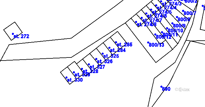 Parcela st. 325 v KÚ Velichov, Katastrální mapa