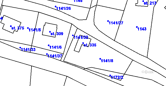 Parcela st. 335 v KÚ Velichov, Katastrální mapa