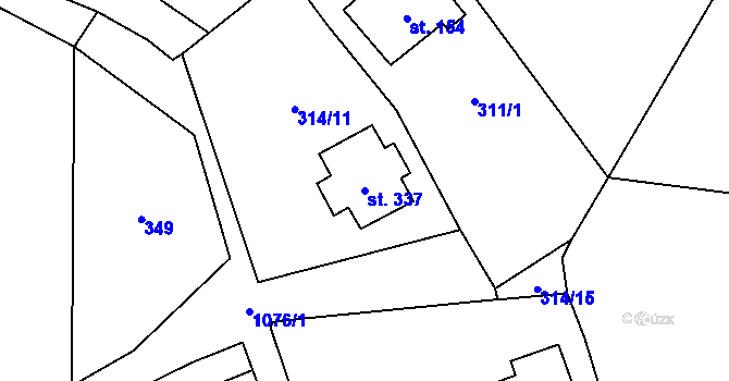 Parcela st. 337 v KÚ Velichov, Katastrální mapa