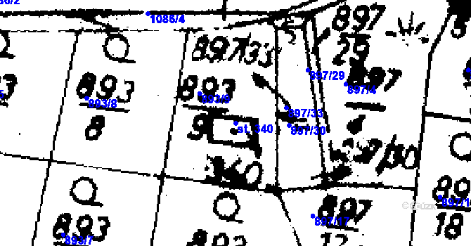 Parcela st. 340 v KÚ Velichov, Katastrální mapa