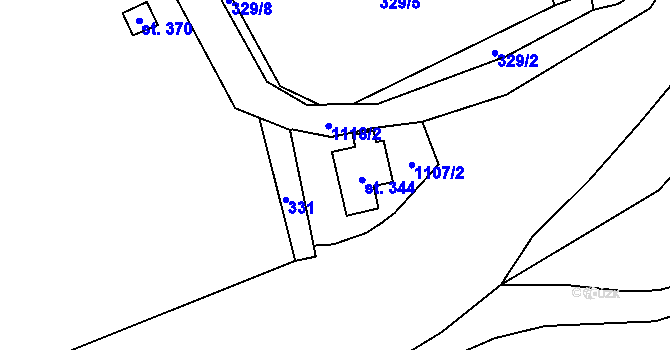 Parcela st. 344 v KÚ Velichov, Katastrální mapa