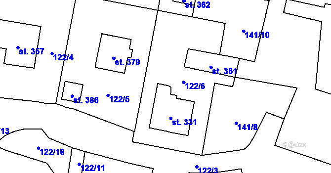 Parcela st. 122/6 v KÚ Velichov, Katastrální mapa