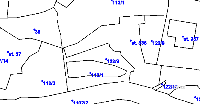Parcela st. 122/8 v KÚ Velichov, Katastrální mapa