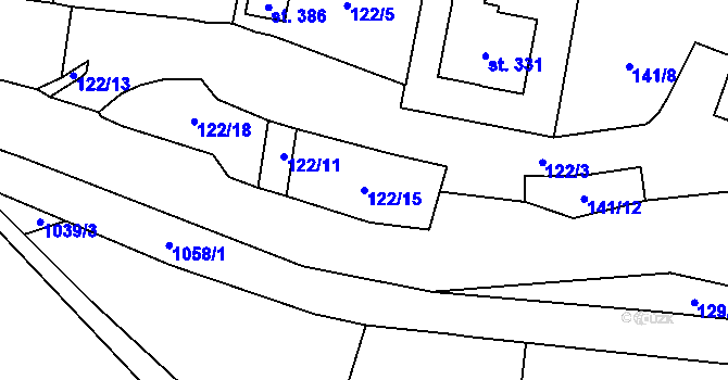 Parcela st. 122/15 v KÚ Velichov, Katastrální mapa