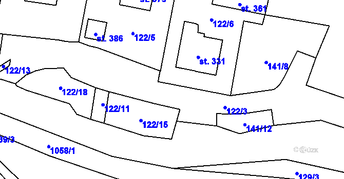 Parcela st. 122/17 v KÚ Velichov, Katastrální mapa